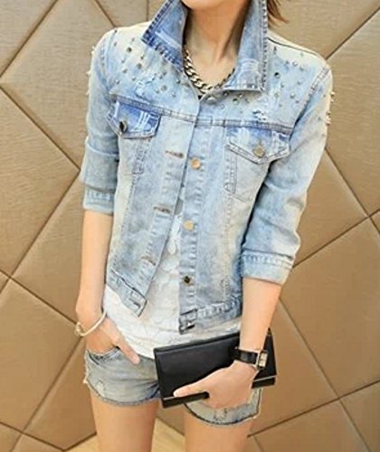 デニム ジャケット 鋲 ビジュー カジュアル エレガント 長袖 大きいサイズ  美脚 デート 2次会 秋物 冬物 可愛いスカーフ付き m223