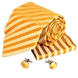 Y & G Gold beige Vater s day Geschenkideen Zubeh&ouml;r Krawatte Manschettenkn&ouml;pfe Taschentuch Set H5071