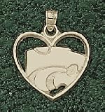 Kansas State Wildcats Powercat 3/8 Heart Charm - 14KT Gold Jewelry