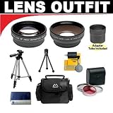 2x Digital Telephoto Professional Series Lens (58mm) + 0.45x Digital Wide Angle Macro Professional Series Lens (58mm) + 3 Piece Digital Camera Filter Kit + Adapter Tube + Deluxe Padded Carrying Case + Compact Digital Travel Tripod for Canon Powershot S2 IS S3 IS S5 IS Digital Cameras
