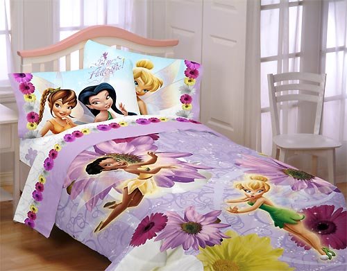 Tinkerbell Fairies Twin Bedding Set Comforter and Sheets Bed in a Bag