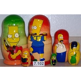 Simpsons Russian Nesting Nested Stacking Matryoshka Doll. 5 Pieces 7 in Tall #7.102 by