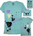 Pucca Love Is Hearts Sea Blue Juniors/Ladies T-shirt Tee