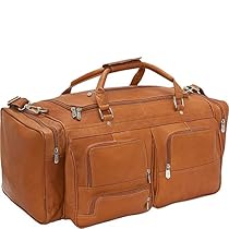 Piel Leather 24In Duffel with Pockets, Saddle, One Size
