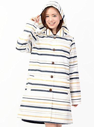 (ディーループ)D-LOOP 撥水加工 フード付き マルチボーダー ステンカラー レインコート 120145