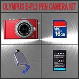 Olympus PEN E-PL3 Digital Camera (Red) W/14-42mm Lens + Huge Accessories Pa ....