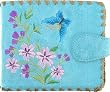 Butterfly and Flowers Embroidery Wallet Turquoise Md