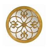 Wall Hanging Mirror Decor with Old World Design in Gold Finish