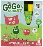 GoGo SqueeZ applepeach, Applesauce on the Go, 3.2-Ounce Pouches (Pack of 48)