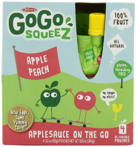 GoGo SqueeZ applepeach, Applesauce on the Go, 3.2-Ounce Pouches (Pack of 48)