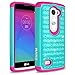 LG Leon Case, LG Power Case, LG Destiny Case, RANZ Hot Pink/Teal Spot Diamond Studded Bling Crystal Rhinestone Dual Layer Hybrid Cover Silicone Rubber Skin Hard Case For LG Leon C40 Case, LG Power Case, LG Destiny Case