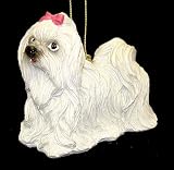 4 White Maltese Dog Christmas Ornament #86088