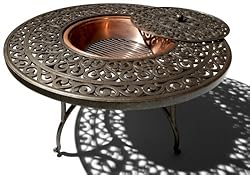 Strathwood St. Thomas Cast-Aluminum Round Table with Fire Pit