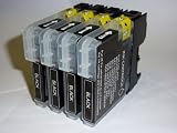 4 x black Lc1100bk Brother LC1100 LC980 Compatible Ink cartridges by INK CARTRIDGE KING for the DCP-145C DCP-165C DCP-385C DCP-535CN DCP-585CW DCP-6690CN DCP-6690CW MFC-290C MFC-490CN MFC-490CW MFC-670CD MFC-670CDW MFC-790CW MFC-930CDN MFC-5490CN MFC-5890CN MFC-6490CW MFC-790CW MFC-990CW LC-1100BK LC-1100C LC-1100M LC-1100Y LC980 LC67 LC65 LC61 LC38 LC16 LC11