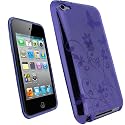 iGadgitz Butterfly Purple Durable Crystal Gel Skin Case Cover (Thermoplastic Polyurethane TPU) for Apple iPod Touch 4th Generation 8gb, 32gb, 64gb + Screen Protector