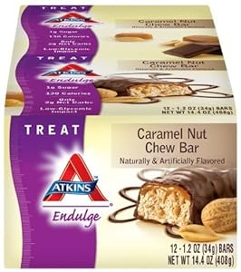 Atkins Endulge Bars, Caramel Nut Chew, 1.2-Ounce Bars, 12 Count