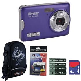Vivitar Vivicam VX029 10.1MP 2.7IN. LCD Grape Purple HD Digital Camera Plus 4GB Accessory Kit