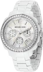 White Acrylic Link Bracelet Quartz Chronograph Crystal Mother Of Pearl