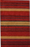 5' x 8' Hand Tufted Red/navy Stripe Wool Rug