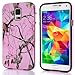 MagicSky TPU + Bumper Pink Branch Snug Fit Slim Case for Samsung Galaxy S5 SV - 1 Pack - Retail Packaging - Baby Pink