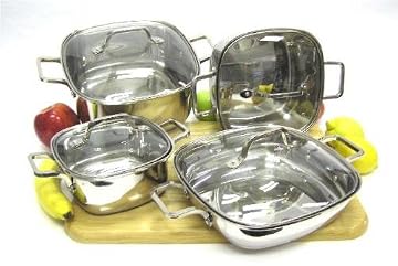 8 Piece Stainless Steel Square Cookware Set 8 Piece Stainless Steel Square Cookware Set