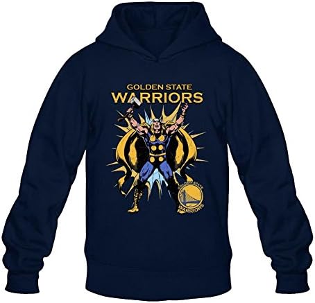 BONYA Men's Customized Marvel NBA Thor Golden State Warriors Graphic Hoodie Royal Blue M