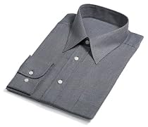 IZZUE Men's Point Collar Dress Shirt,Grey,15-32/33