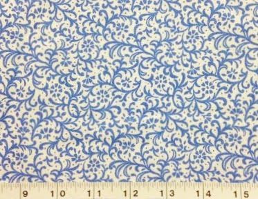 1 Yard - Tiny Blue Floral Flowers on White Cotton Fabric (Great for Quilting, Sewing, Craft Projects, Throw Pillows &amp; More) 1 Yard x 44"