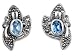 Sterling Silver Earrings with Marcasite and Aquamarine CZ - 24mm