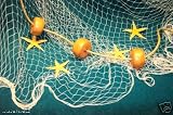 6 X 9 New Decorative Fish Net, Fishing Net, Netting with Starfish Rope and Floats for Nautical Decor Display.
