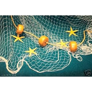 Click to buy Maine Wedding Venues: Fish Net, Fishing Nets, Netting with Starfish, Rope and Floats for Nautical Decor Display from Amazon!