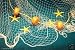 6 X 9 New Decorative Fish Net, Fishing Net, Netting with Starfish Rope and Floats for Nautical Decor Display.