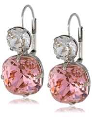 Sorrelli "Crystal Rose" Round and Cushion Cut Silvertone Drop Earrings