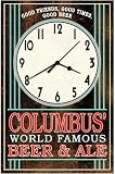 Retro style COLUMBUS' Beer & Ale wall clock USA