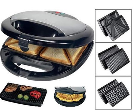 Edelstahl Multigrill Sandwichtoaster Waffeleisen Kontaktgrill 3in1 variabel