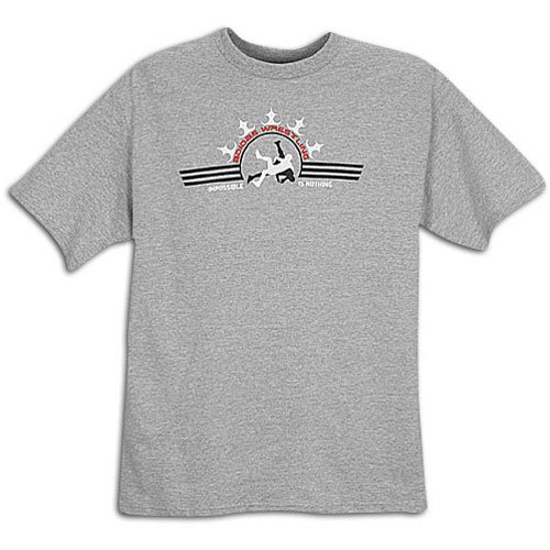adidas Men's Impossible Is Nothing Wrestling Tee ( sz. L, Grey/White )
