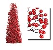 Pack of 2 Red Gooseberry Christmas Cone Topiary Trees 36"