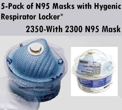 51AFcBlTZ%2BL 2350 Moldex 5 Pack of 2300 Mask N95 Respirator with Exhaust Valve, CDC Certified, NIOSH Approved, Flu Mask Protection*