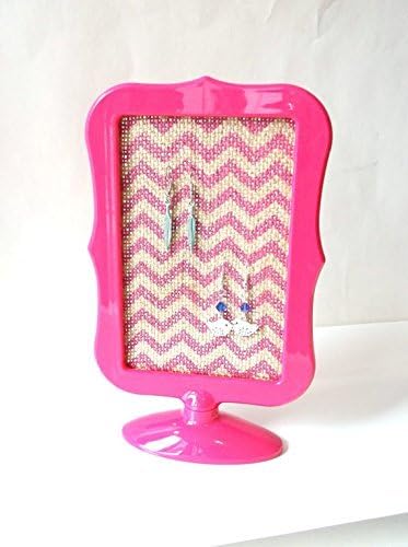 Earring Holder, Hot Pink Chevron Burlap