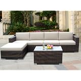 Outdoor Patio Wicker Furniture 4pcs Espresso Couch Set (Free Shipping)