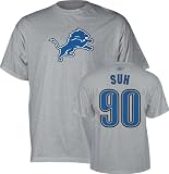 Ndamukong Suh Grey Detroit Lions Reebok Name & Number T-Shirt