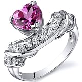 Heart Shape 1.75 carats Pink Sapphire Cubic Zirconia Ring in Sterling Silver Available in Sizes 5 thru 9