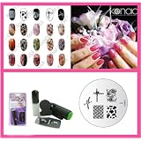 Konad Nail Art Mini Set Polish, Stamper, & Scraper + Image Plate M61 Cow Print + A-Viva Nail File