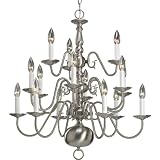 Progress Lighting P4359-09 15-Light Three-Tier Americana Chandelier, Brushed Nickel