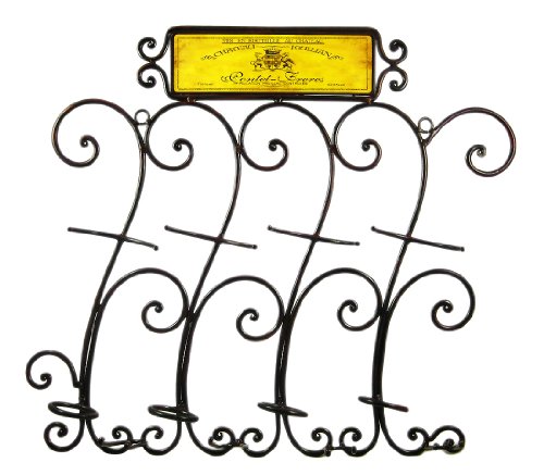 Detail image CHATEAU JOULLIAN 4 Bottle Metal Wall Mount Wine Holder