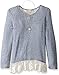 Speechless Girls' Blue Silver Lurex/Lace Shark Bite Hem Sweater