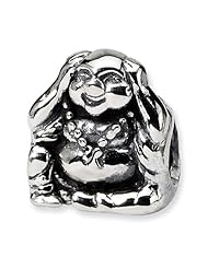 Sterling Silver Hear No Evil Buddha Charm Bead Fits Pandora Chamilia Biagi Bracelet