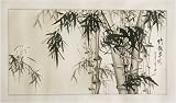 Chinese Sumi Art Brush Painting - Black and White Bamboo Grove - Chinese Ink Watercolor on Rice Paper