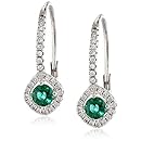 Sterling Silver Created Emerald Earrings