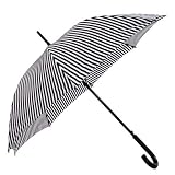 Wood Shaft Black and White Stripes Auto Open Instant Dry Windproof Umbrella by Vancouver Umbrella